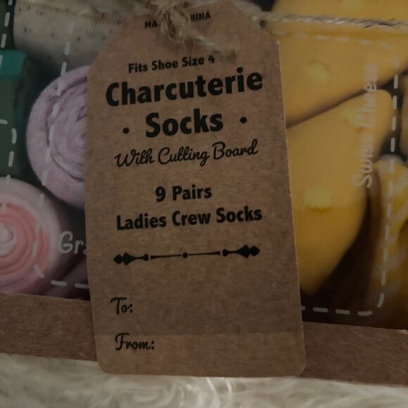 Majesty CHARCUTERIE Sock Set w/Cutting Board-9 PAIR LADIES FUN CREW SOCKS-NIB - Picture 8 of 8